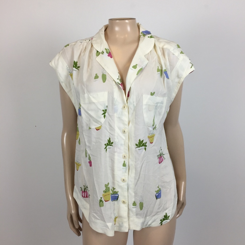 Maeve Women's Cactus Plants Shirt M Button K3-6
